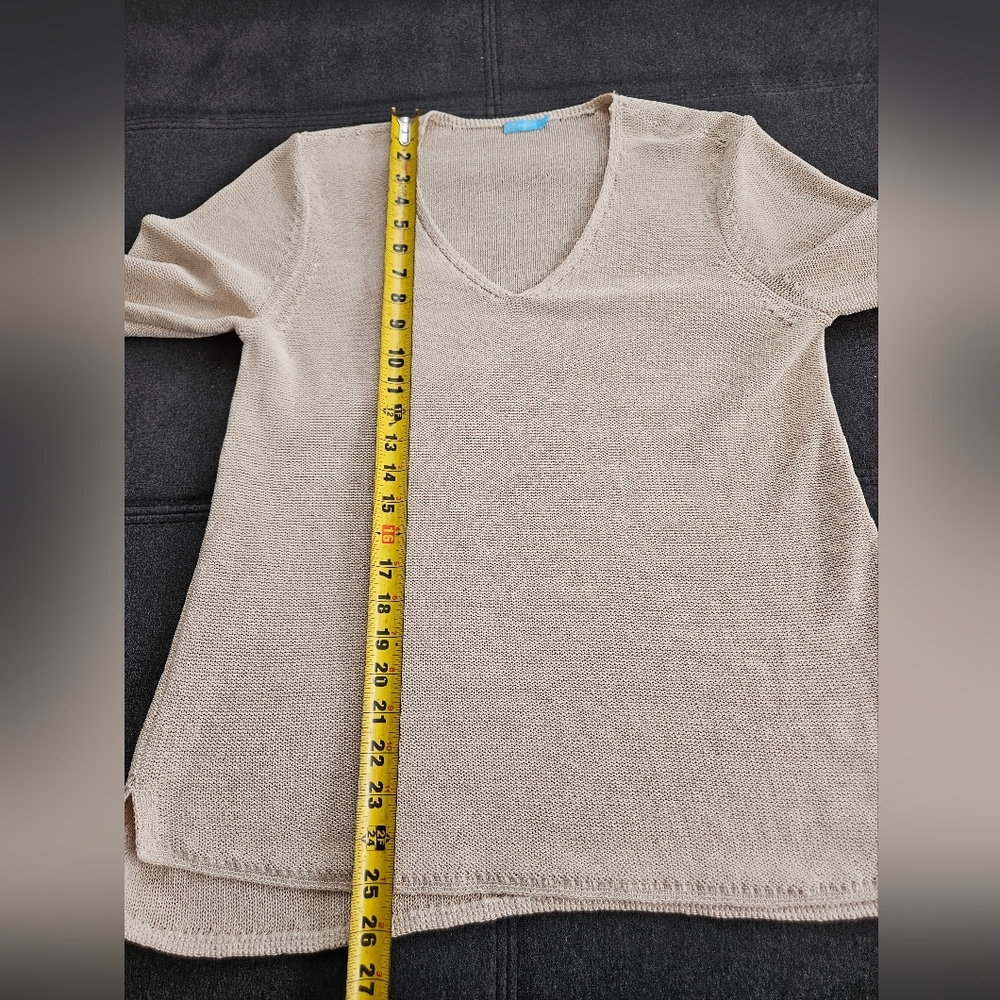J McLaughlin Callum Sweater Knit V Neck Beige Size Large - Picture 6 of 7